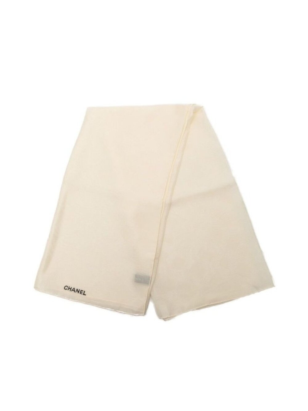 ★SOLD★ Chanel CC Logo All Over Pattern Scarf White Silk - Picture 2 of 6